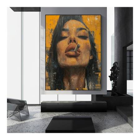 Картина маслом на холсте Девушка с Сигаретой большая картина на стену