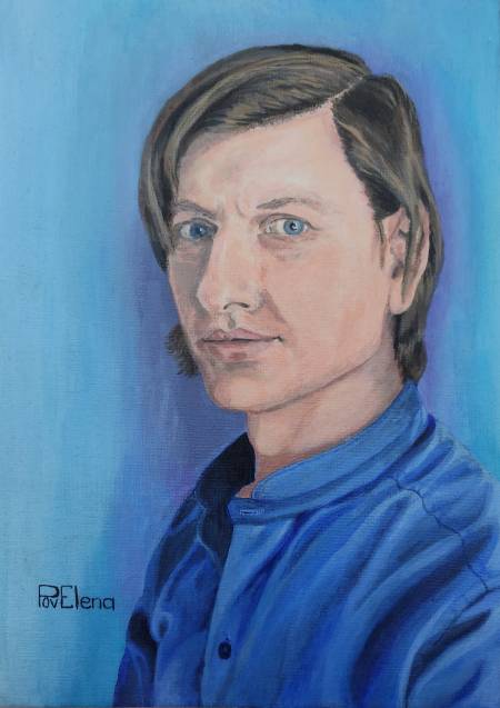 Портрет голубоглазого мужчины в синем