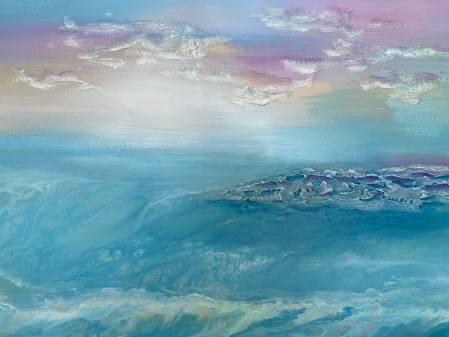 Интерьерная картина на холсте (50х70см) акрилом и текстурной пастой Необитаемый остров