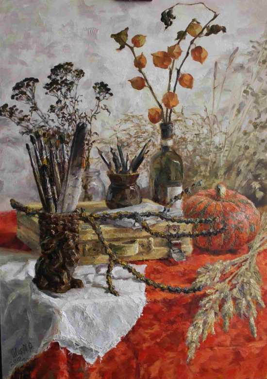 Картина "Осень художника", живопись маслом, натюрморт