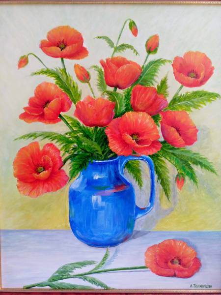 Маки в синем кувшине