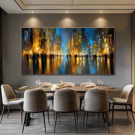 Картина на холсте золотой город в ночи