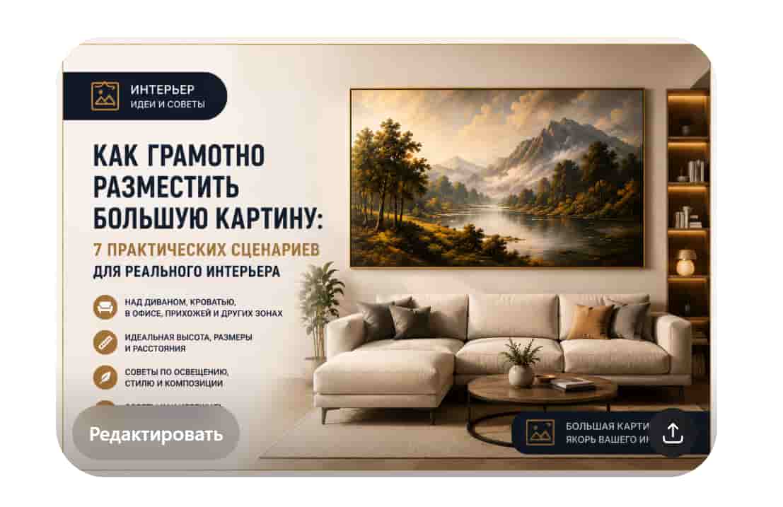 Как грамотно разместить большую картину: 7 практических сценариев
