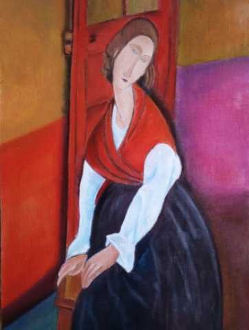 Девушка в красной шали — свободная копия Амедео Модильяни