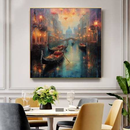 Современная картина маслом Пейзаж Венеция оригинальная картина на стену