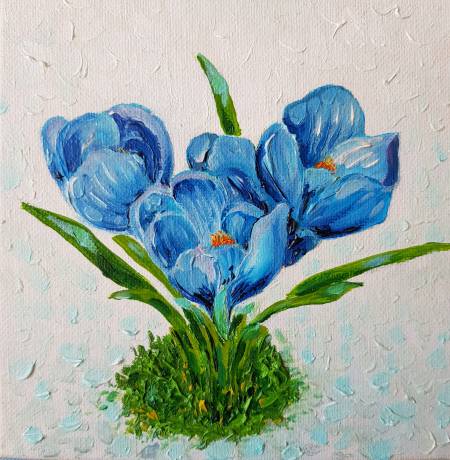 Крокусы синие в подарочном чемоданчике