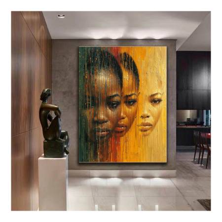 Современная картина маслом на холсте Лица Людей Африки купить в интерьер