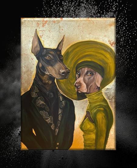 Картина акрилом Собаки-аристократы
