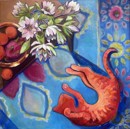 Кот и лотосы. Индийский полдень.