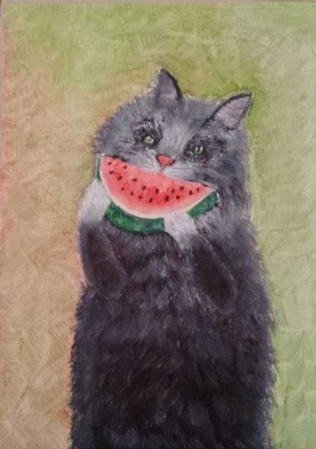 Кот с арбузом