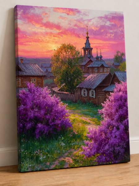 Авторская картина Летний вечер в деревне
