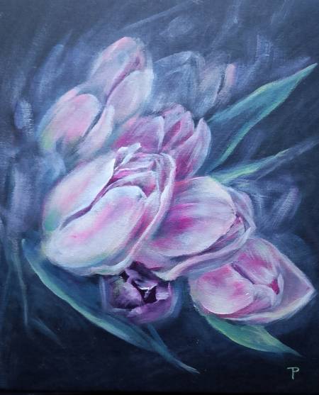 Картина розовые тюльпаны