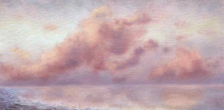 Авторская картина маслом на холсте "Розовые облака"