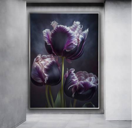 Современная картина маслом Фиолетовые Тюльпаны