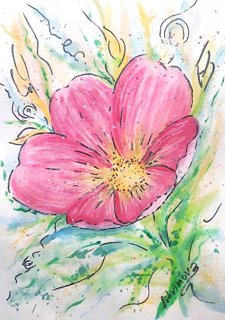 Тюльпан акварелью