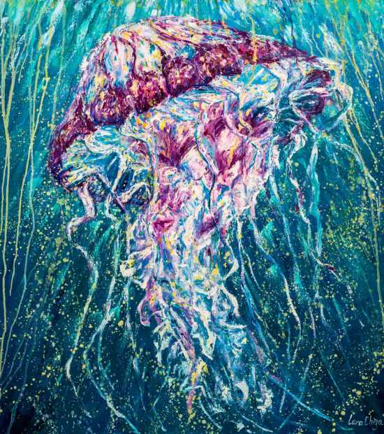 Картина маслом Медуза в абстрактном стиле 
