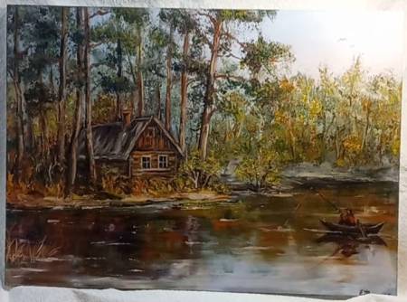 Рыбалка в осеннем пруду