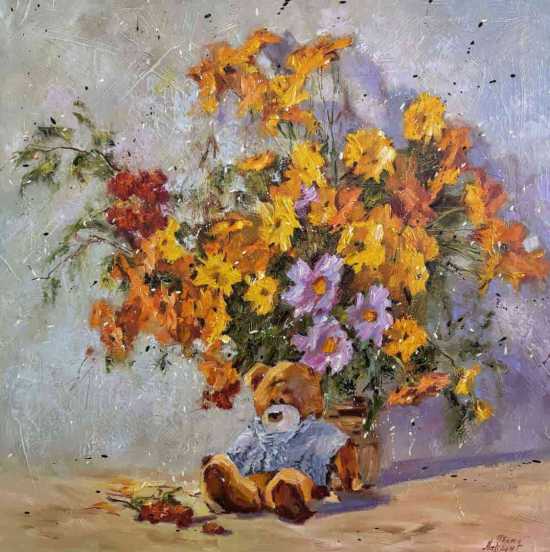 Под хризантемами