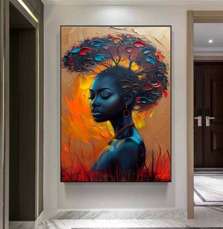 Эксклюзивная картина маслом Портрет Африканской Королевы купить в интерьер