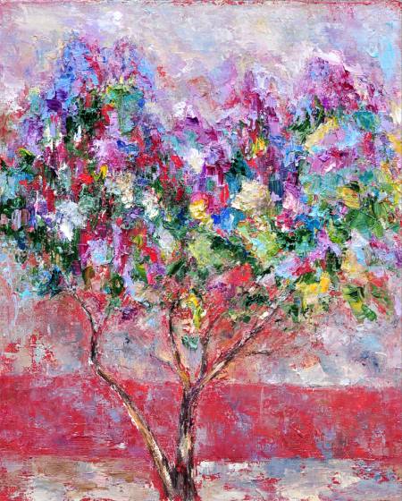 Сиреневое дерево живопись картины маслом сирень пастозная живопись фиолетовый сиреневый лиловый