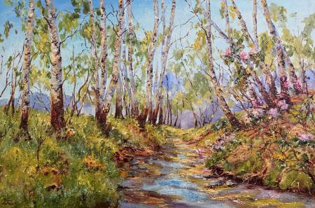 Ручей в весеннем лесу