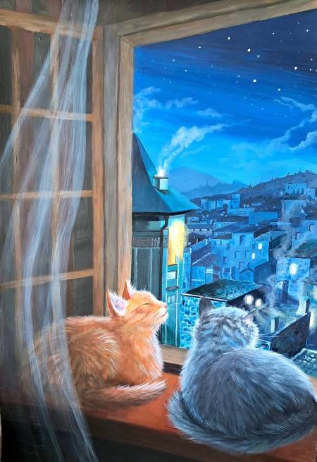 Очаровательный вечер и кошки