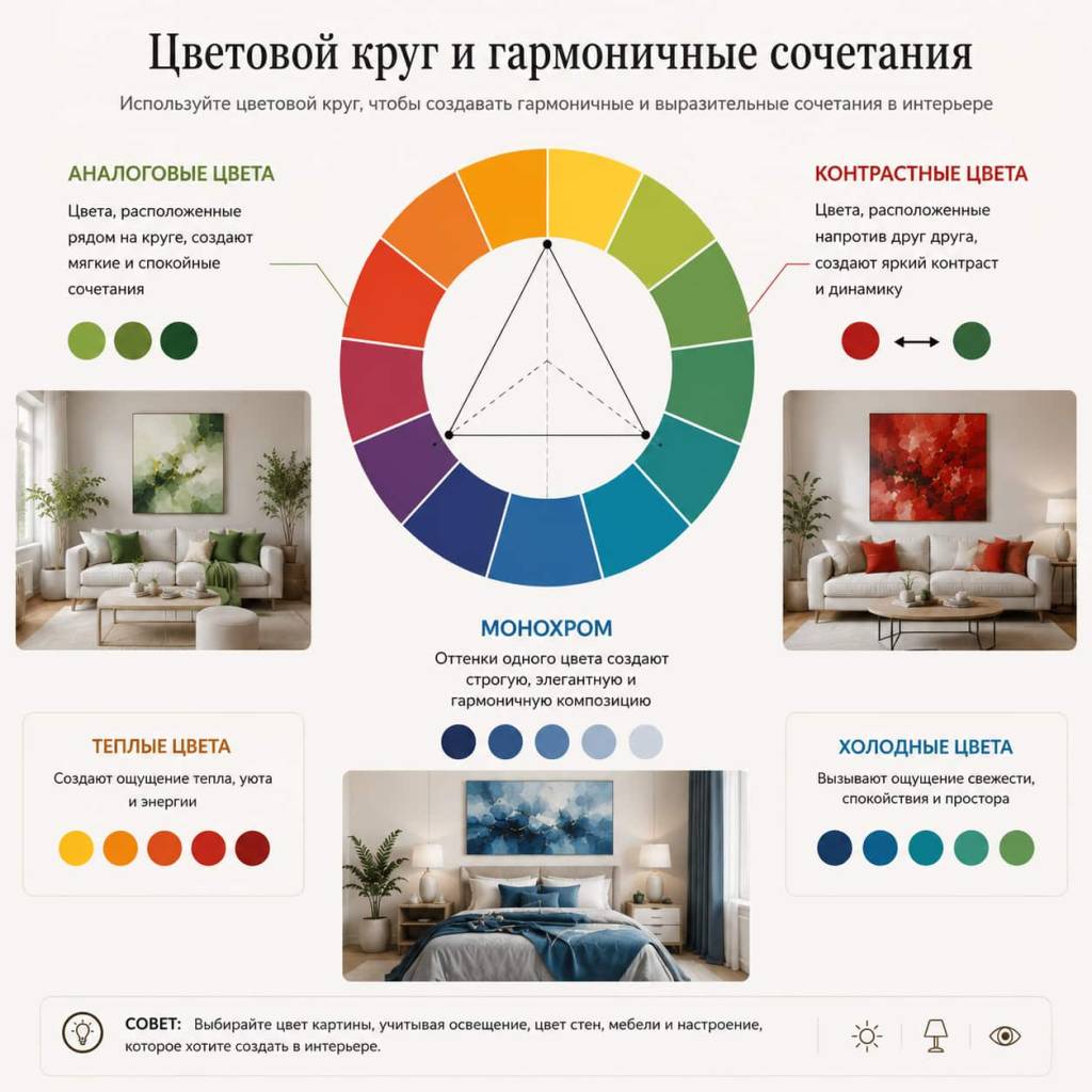 Цветовой круг и гармоничные сочетания цветов