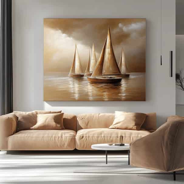 Картина над диваном в гостиной