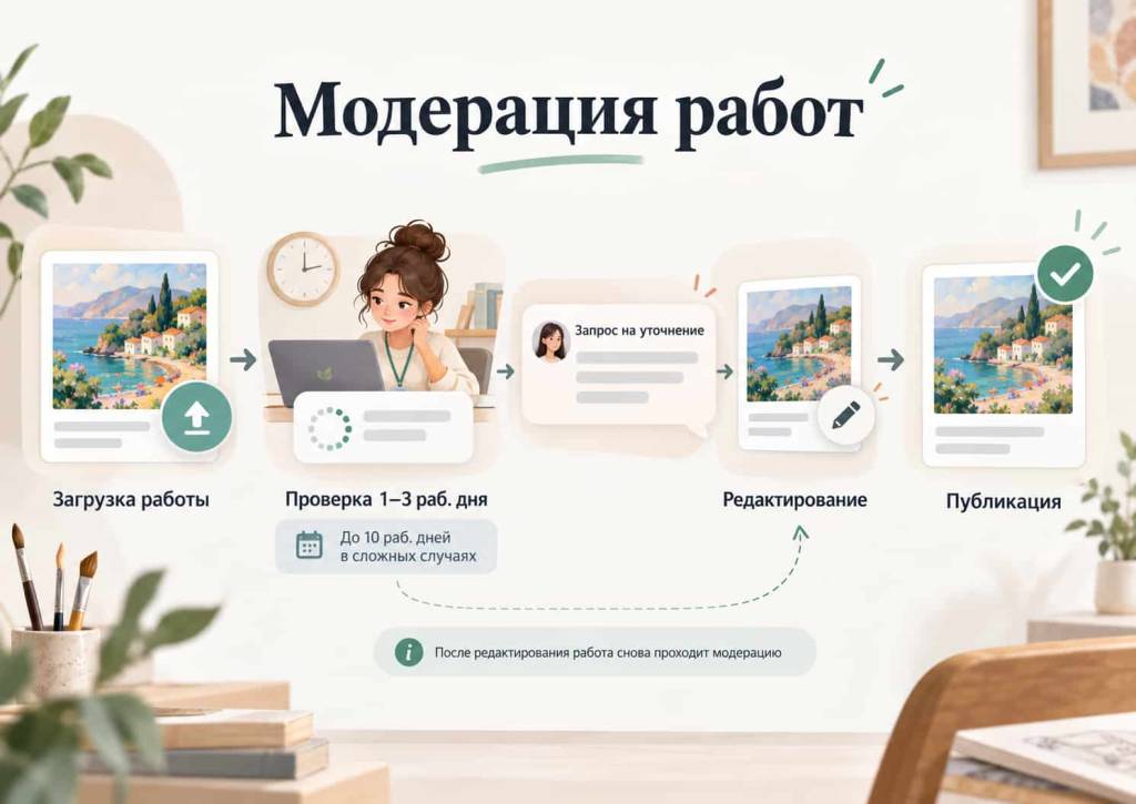 Сроки модерации работ на Mastera.art