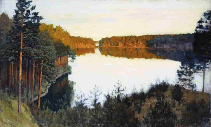 Лесное озеро Исаак Ильич Левитан • Живопись, 1890-е , 48×80 см