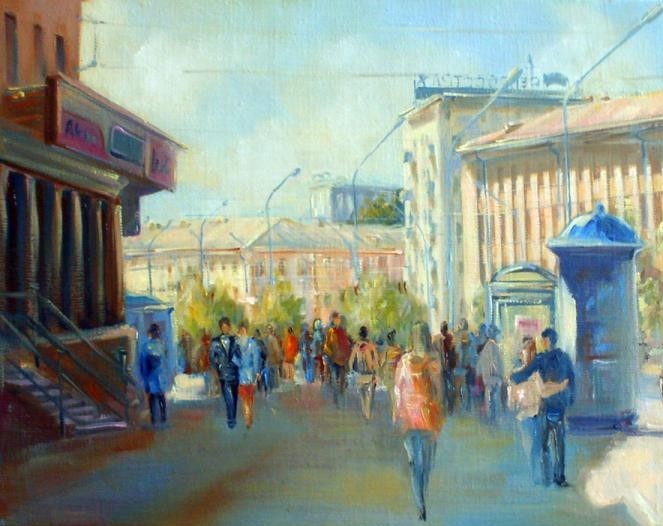 Осенний Минск картина маслом Роман Федосенко